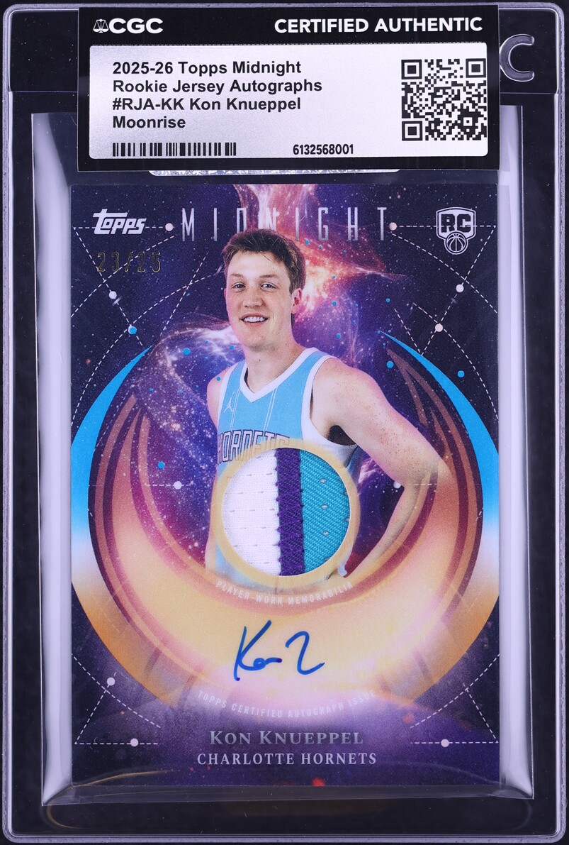 2025 Topps Midnight Jersey Moonrise Kon Knueppel ROOKIE PATCH AUTO /25 #RJA-KK CGC AUTH