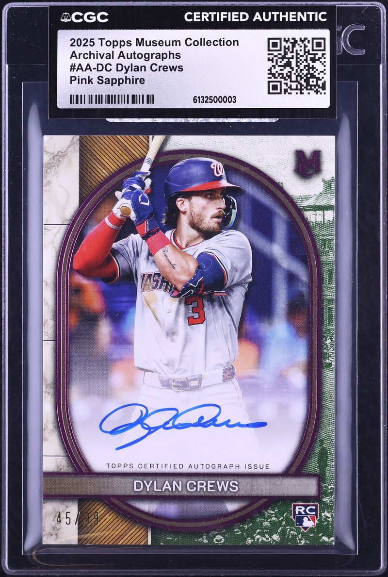 2025 Topps Museum Collection Archival Pink Sapphire Dylan Crews ROOKIE AUTO /99 #AA-DC CGC AUTH