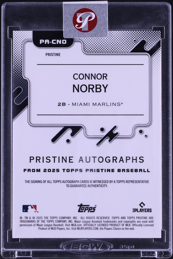 2025 Topps Pristine Refractor Connor Norby ROOKIE AUTO #PA-CNO