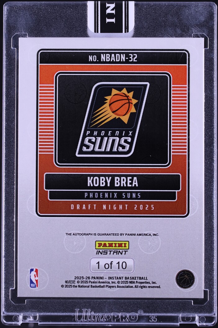 2024 Panini Instant NBA Draft Night Red Koby Brea ROOKIE AUTO /10 #NBADN-32
