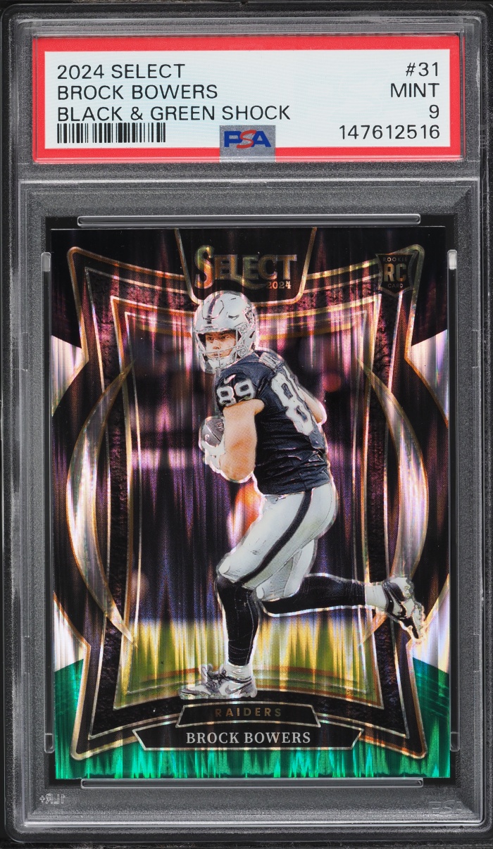 2024 Select Concourse Black & Green Shock Brock Bowers ROOKIE #31 PSA 9 MINT
