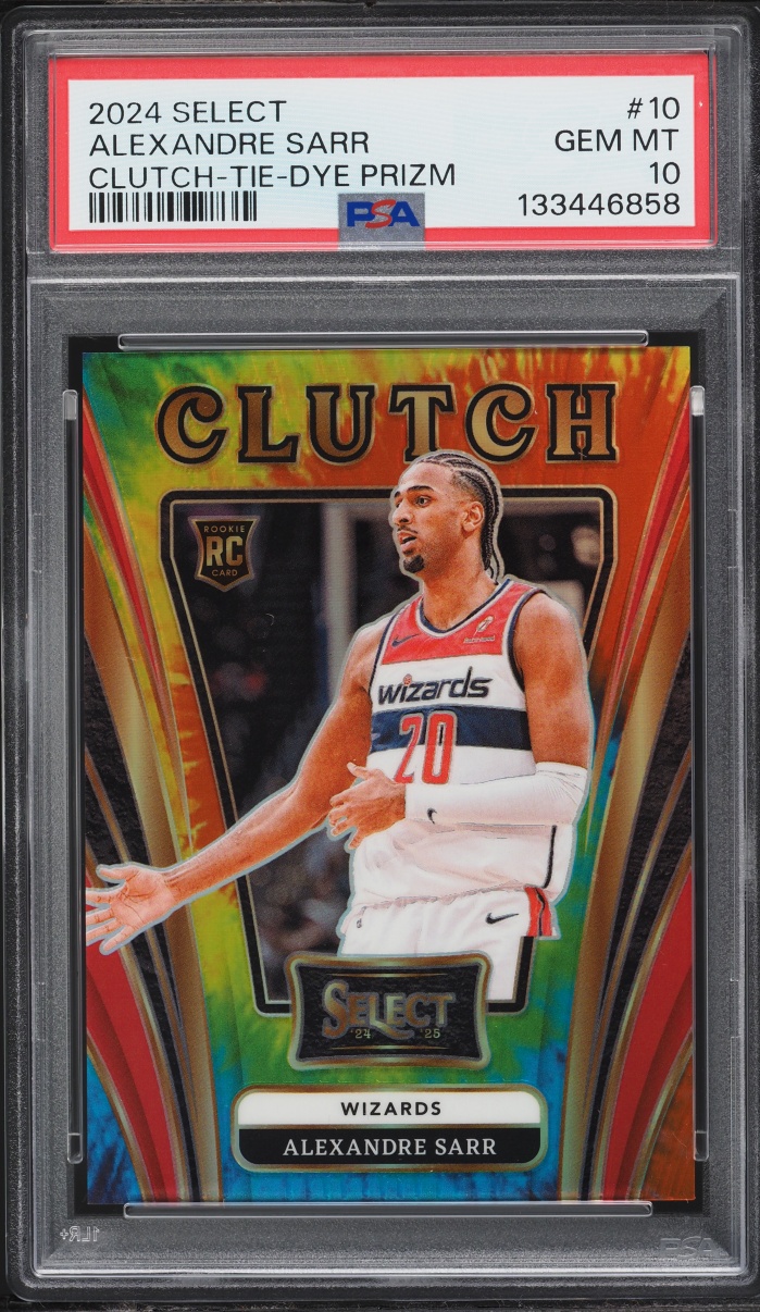 2024 Select Clutch Tie Dye Prizm Alexandre Sarr ROOKIE /25 #10 PSA 10 GEM MINT