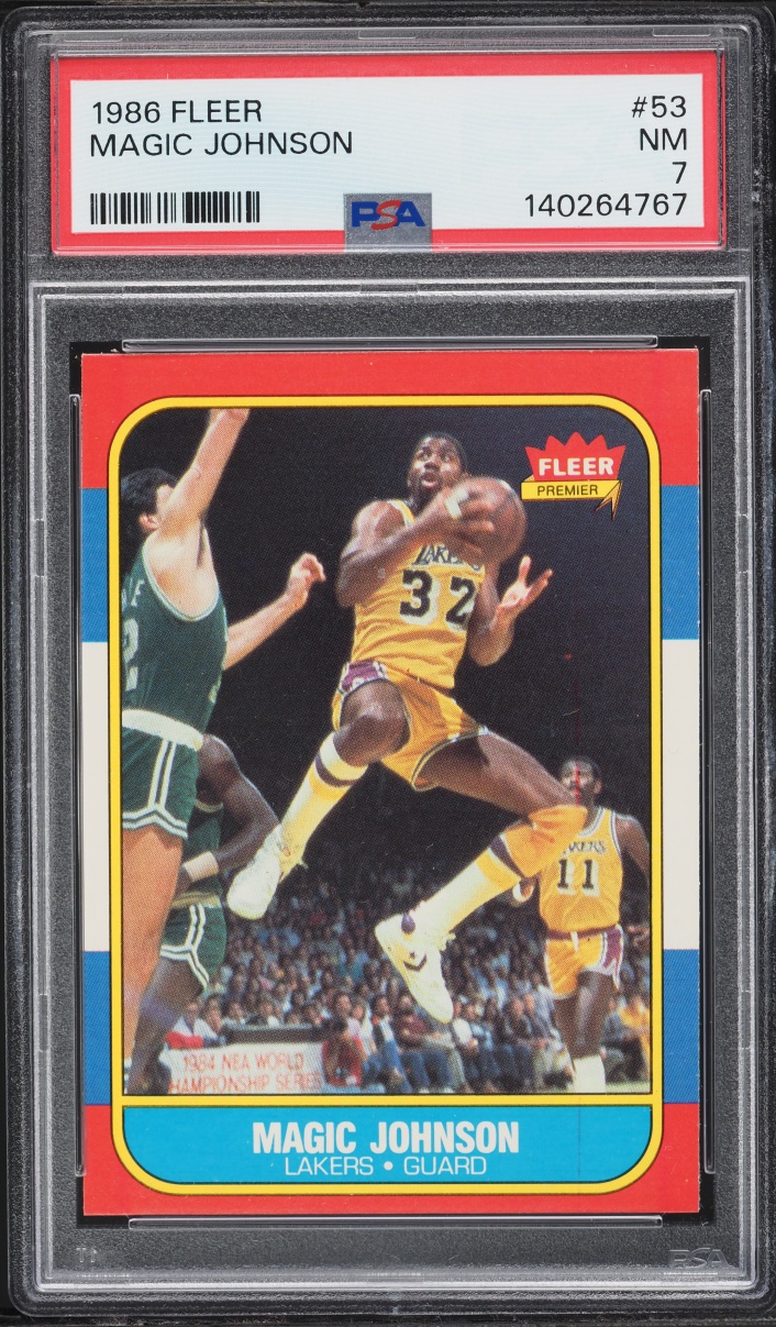 1986 Fleer Basketball Magic Johnson #53 PSA 7 NRMT