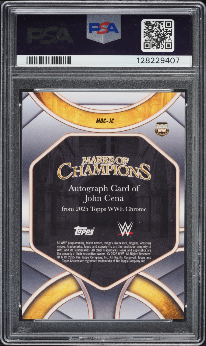 2025 Topps Chrome WWE Marks Champions Orange Refractor John Cena AUTO 25/25 PSA 10 GEM MINT