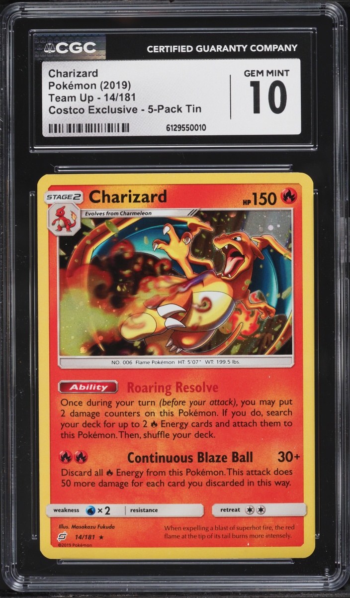 2019 Pokemon Sun & Moon Team Up Costco Exclusive Charizard #14 CGC 10 GEM MINT