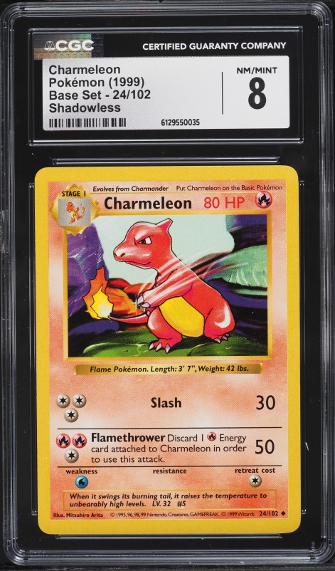 1999 Pokemon Base Set Shadowless Charmeleon #24 CGC 8 NM-MT