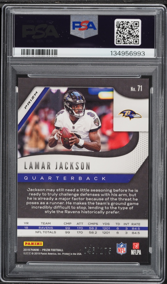 2019 Panini Prizm Hyper Lamar Jackson /175 #71 PSA 10 GEM MINT