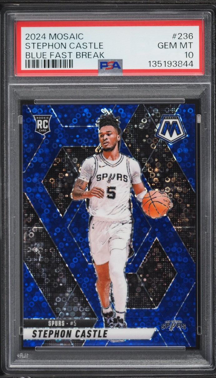 2024 Panini Mosaic Blue Fast Break Stephon Castle ROOKIE /85 #236 PSA 10 GEM MINT