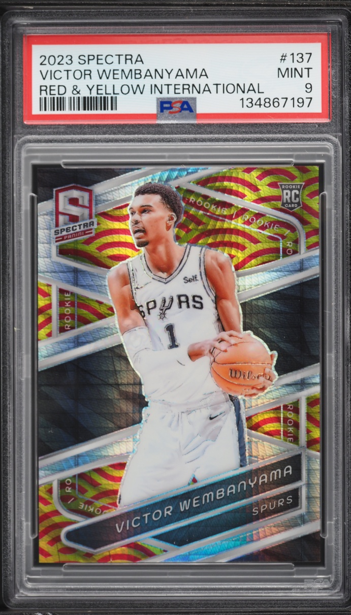 2023 Panini Spectra Red & Yellow International Victor Wembanyama ROOKIE /49 #137 PSA 9 MINT