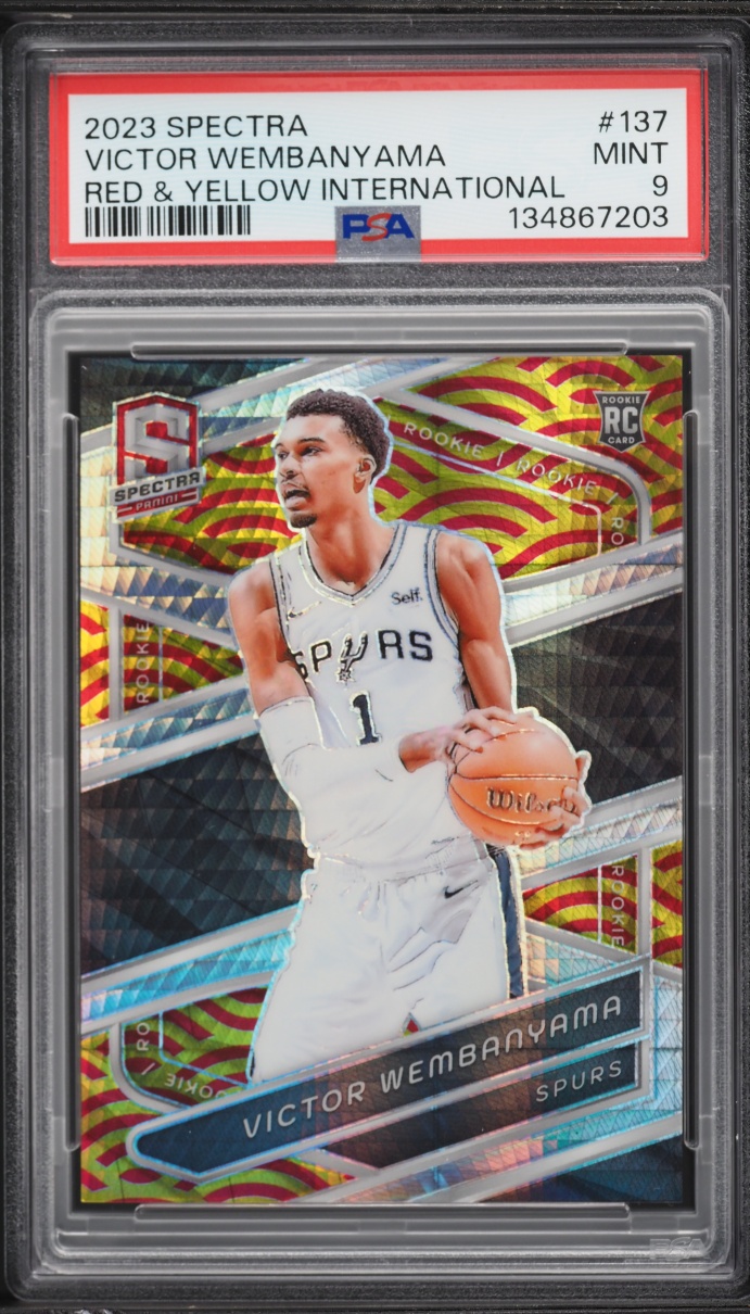 2023 Panini Spectra Red & Yellow International Victor Wembanyama ROOKIE /49 #137 PSA 9 MINT