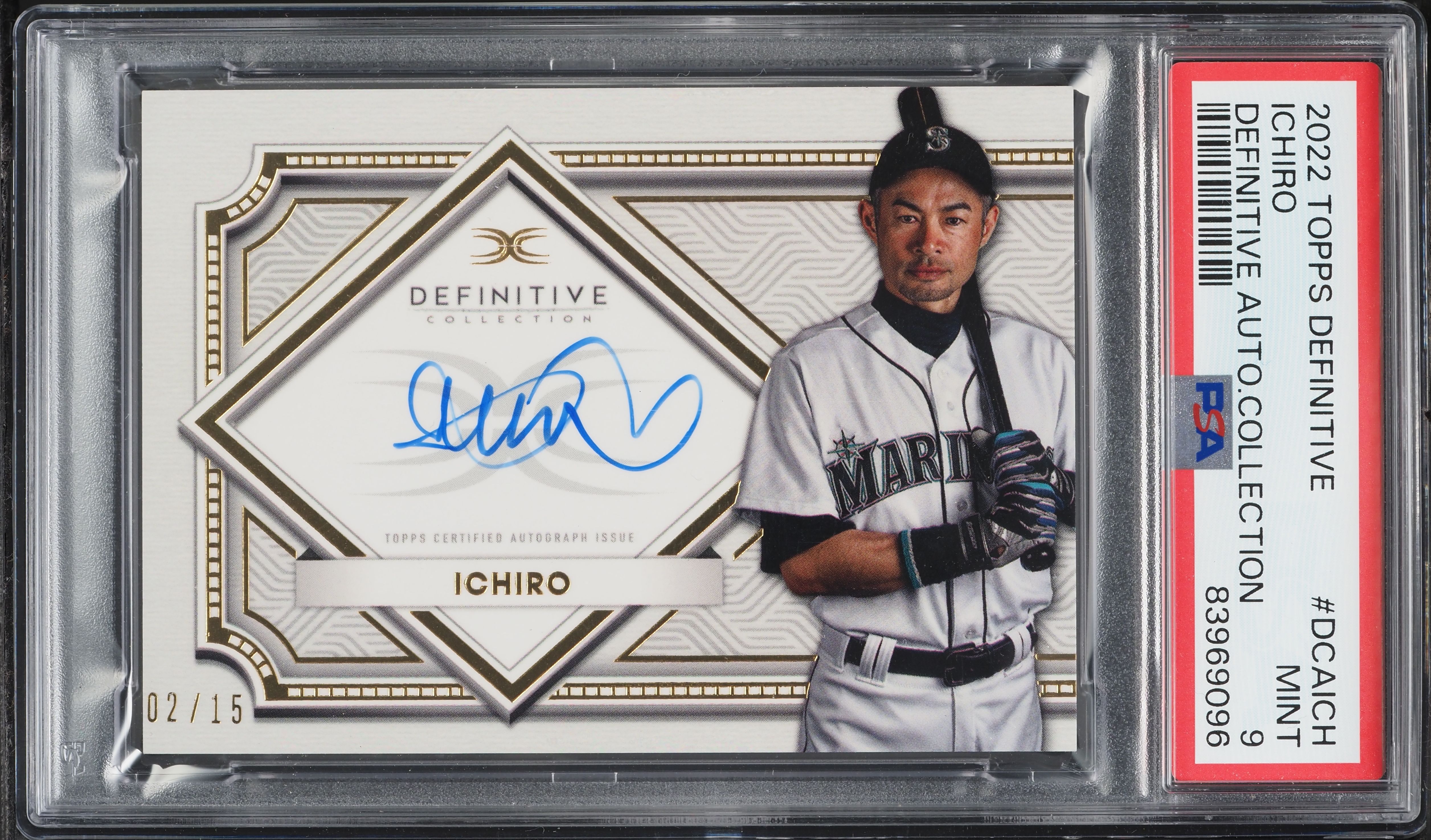 2022 Topps Definitive Collection Ichiro #AUTO /15 DCA-ICH PSA 9
