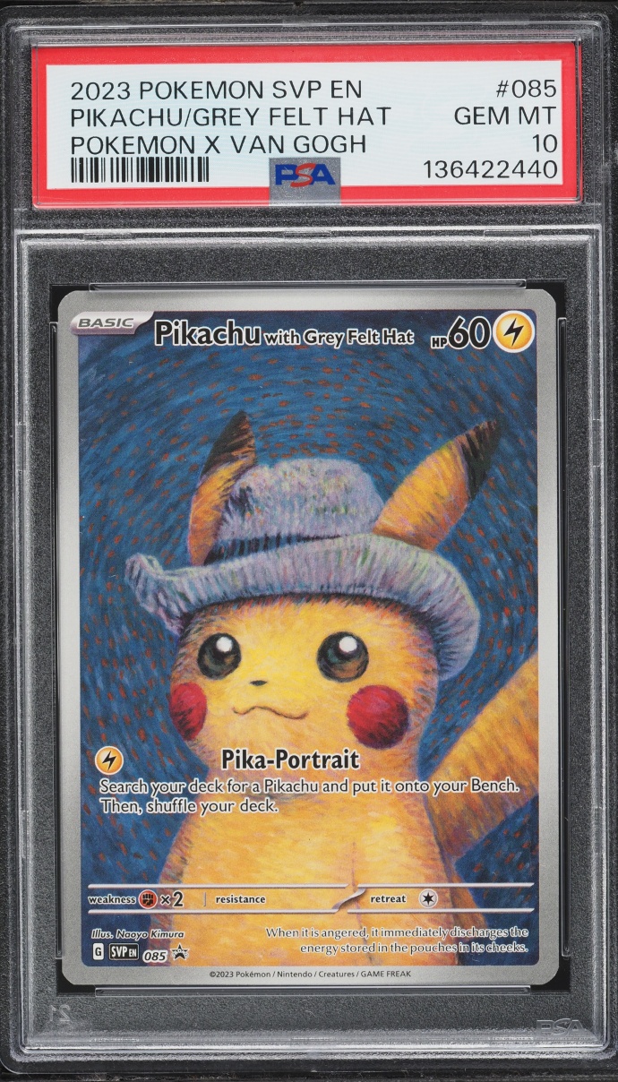 2023 Pokemon Scarlet & Violet Promo Van Gogh Full Art Pikachu With Grey Felt Hat #85 PSA 10 GEM