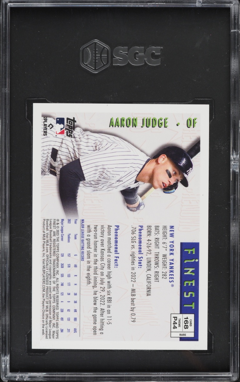 2023 Finest Flashbacks Superfractor Aaron Judge 1/1 #168 SGC 9.5 MINT+