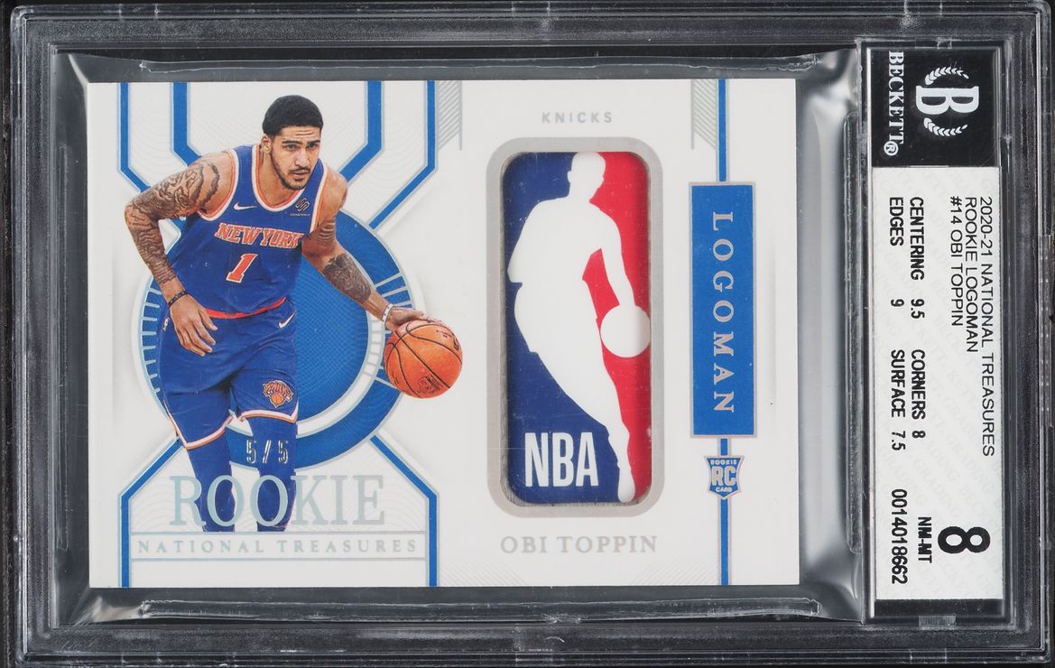 2020 National Treasures  Obi Toppin ROOKIE LOGOMAN PATCH 5/5 #RLO-OBI BGS 8 NM-MT