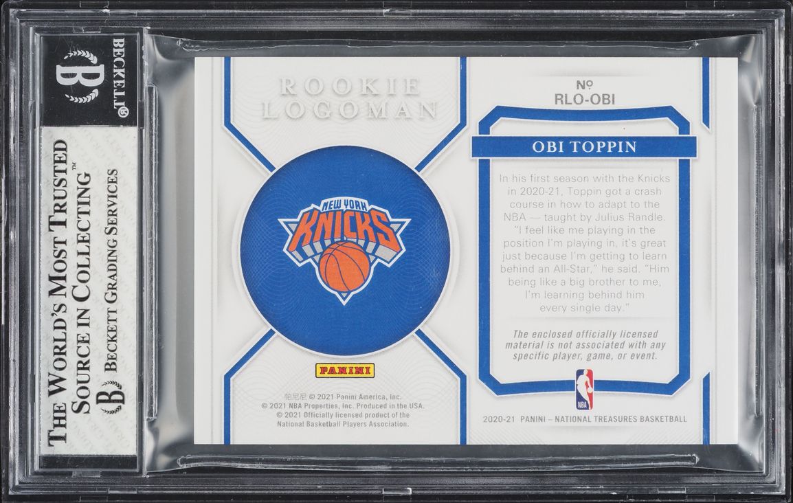 2020 National Treasures  Obi Toppin ROOKIE LOGOMAN PATCH 5/5 #RLO-OBI BGS 8 NM-MT
