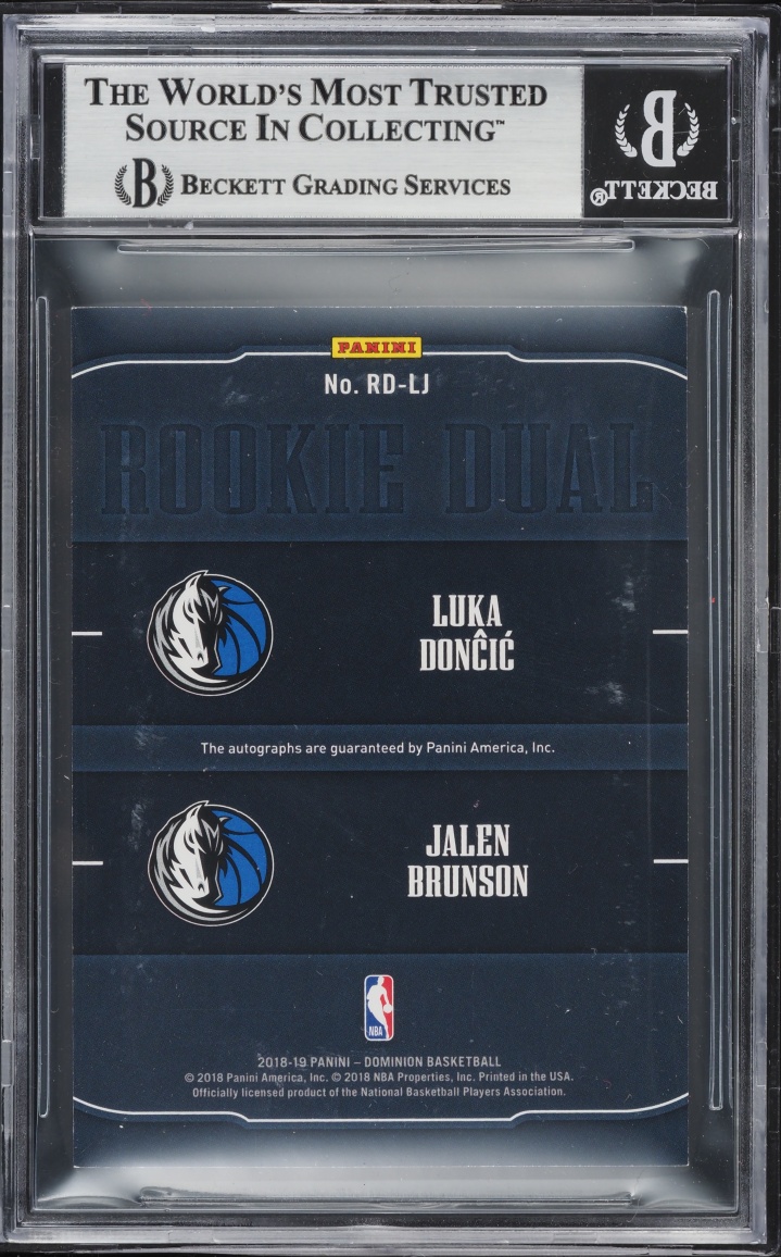 2018 Panini Dominion Dual Jalen Brunson & Luka Doncic ROOKIE AUTO /25 #RD-LJ BGS 9 MINT