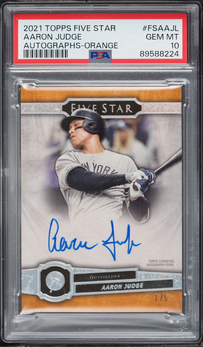 2021 Topps Five Star Orange Aaron Judge AUTO /5 #FSA-AJL PSA 10 GEM MINT