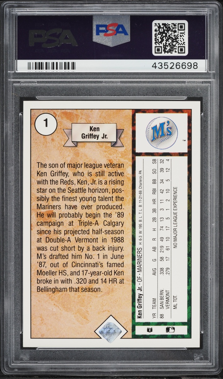 1989 Upper Deck Ken Griffey Jr. ROOKIE #1 PSA 10 GEM MINT