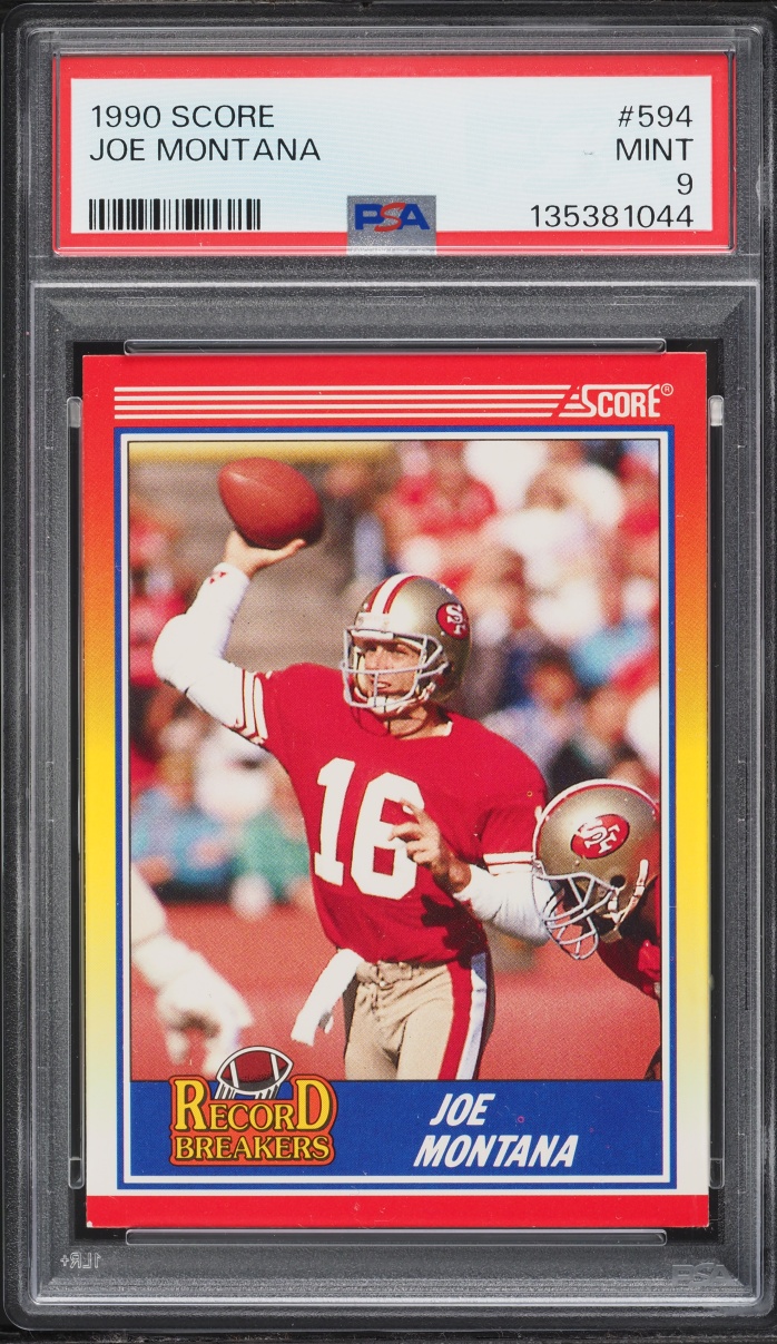 1990 Score Football Record Breakers Joe Montana #594 PSA 9 MINT