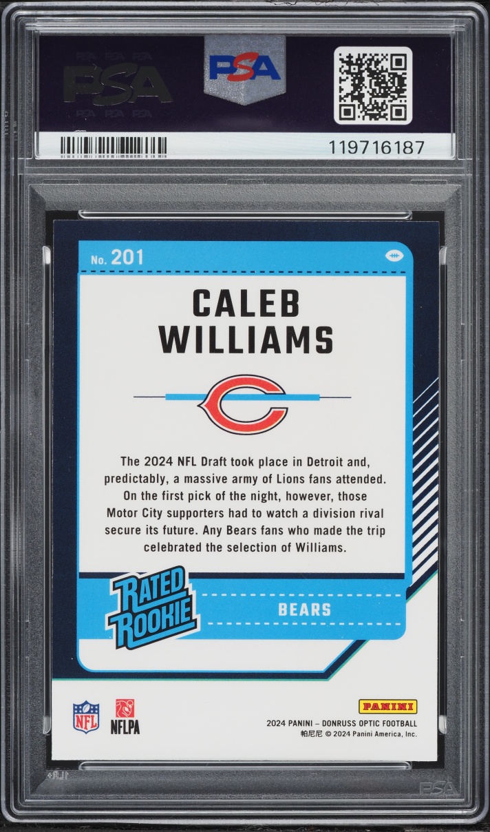 2024 Donruss Optic Caleb Williams ROOKIE #201 PSA 8 NM-MT