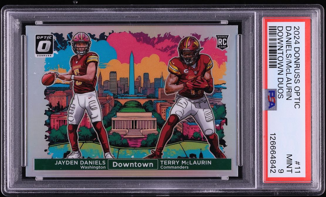 2024 Donruss Optic Downtown Terry McLaurin Jayden Daniels ROOKIE #11 PSA 9 MINT