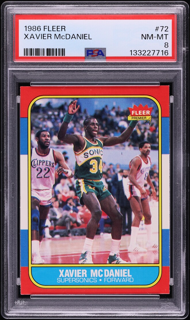 1986 Fleer Basketball Xavier McDaniel ROOKIE #72 PSA 8 NM-MT