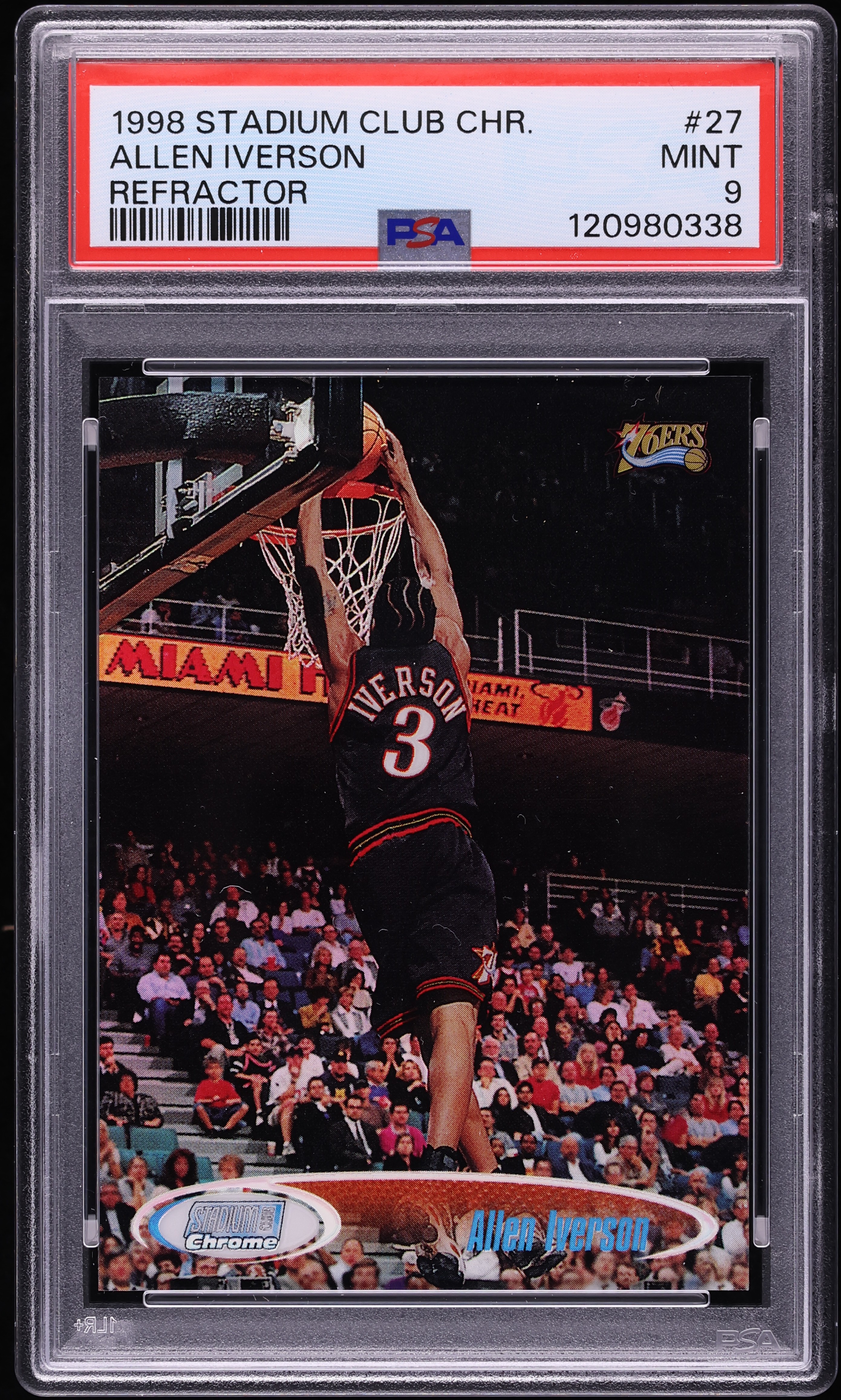 1998 Stadium Club Chrome Refractor Allen Iverson #SCC-27 PSA 9