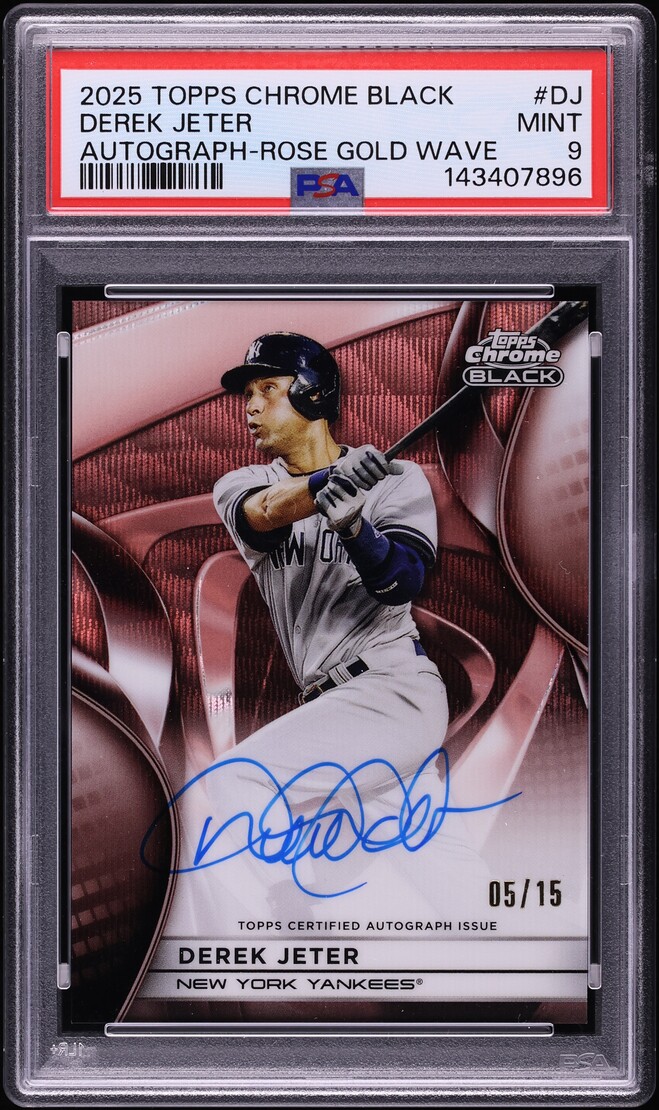 2025 Topps Chrome Black Rose Gold Wave Derek Jeter AUTO /15 #CBA-DJ PSA 9 MINT