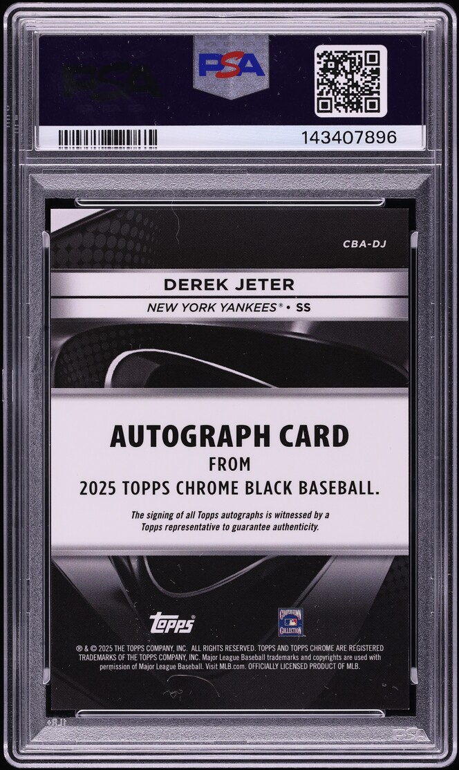 2025 Topps Chrome Black Rose Gold Wave Derek Jeter AUTO /15 #CBA-DJ PSA 9 MINT