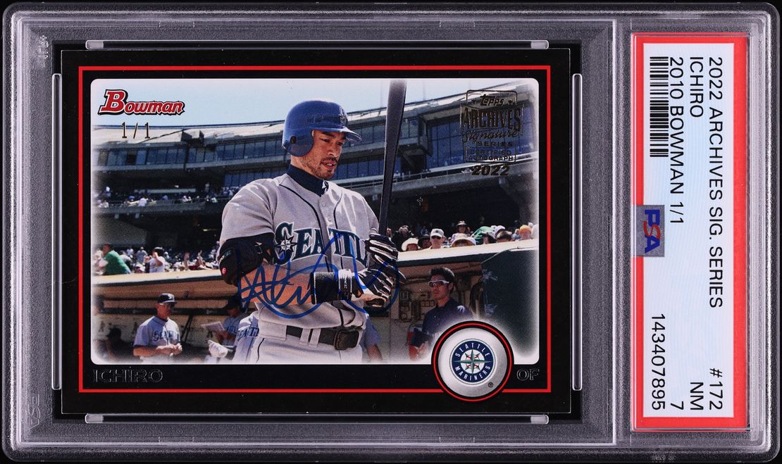 2022 Topps Archives Signature Series '10 Bowman Ichiro AUTO 1/1 #172 PSA 7 NRMT