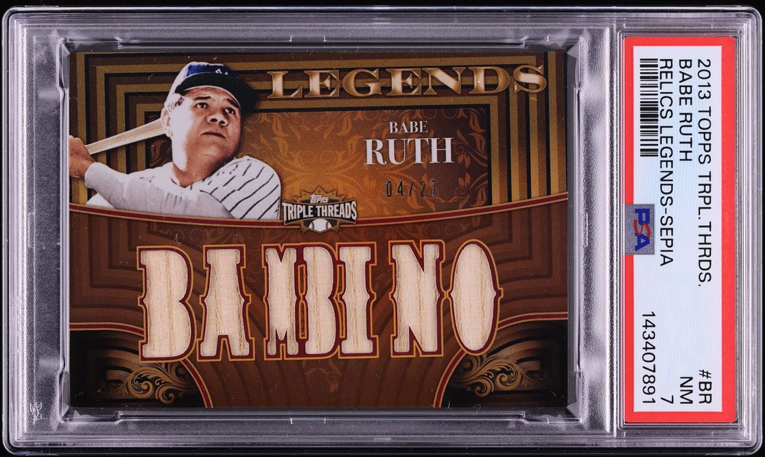 2013 Topps Triple Threads Legends Bat Sepia Babe Ruth RELIC /27 #TTRL-BR PSA 7 NRMT