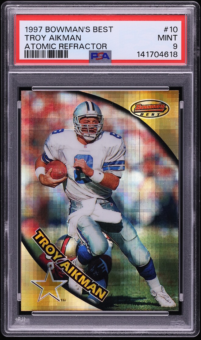 1997 Bowman's Best Atomic Refractor Troy Aikman #10 PSA 9 MINT