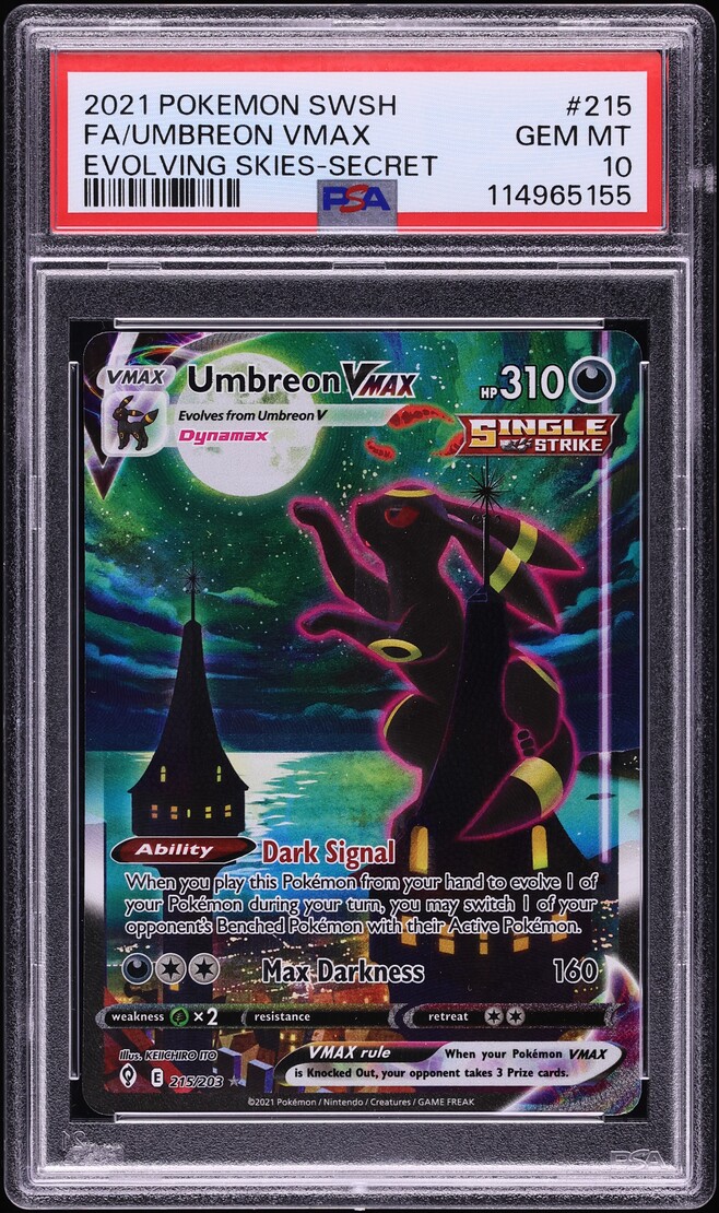 2021 Pokemon Sword & Shield Evolving Skies Full Art Umbreon VMAX #215 PSA 10 GEM MINT - Main Image