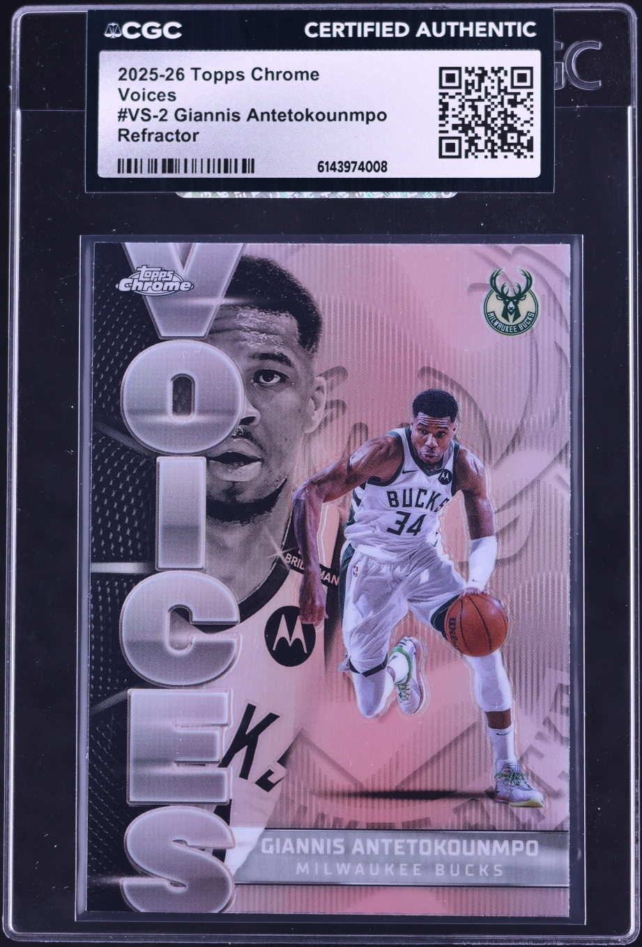 2025 Topps Chrome Voices Refractor Giannis Antetokounmpo #VS-2 CGC AUTH