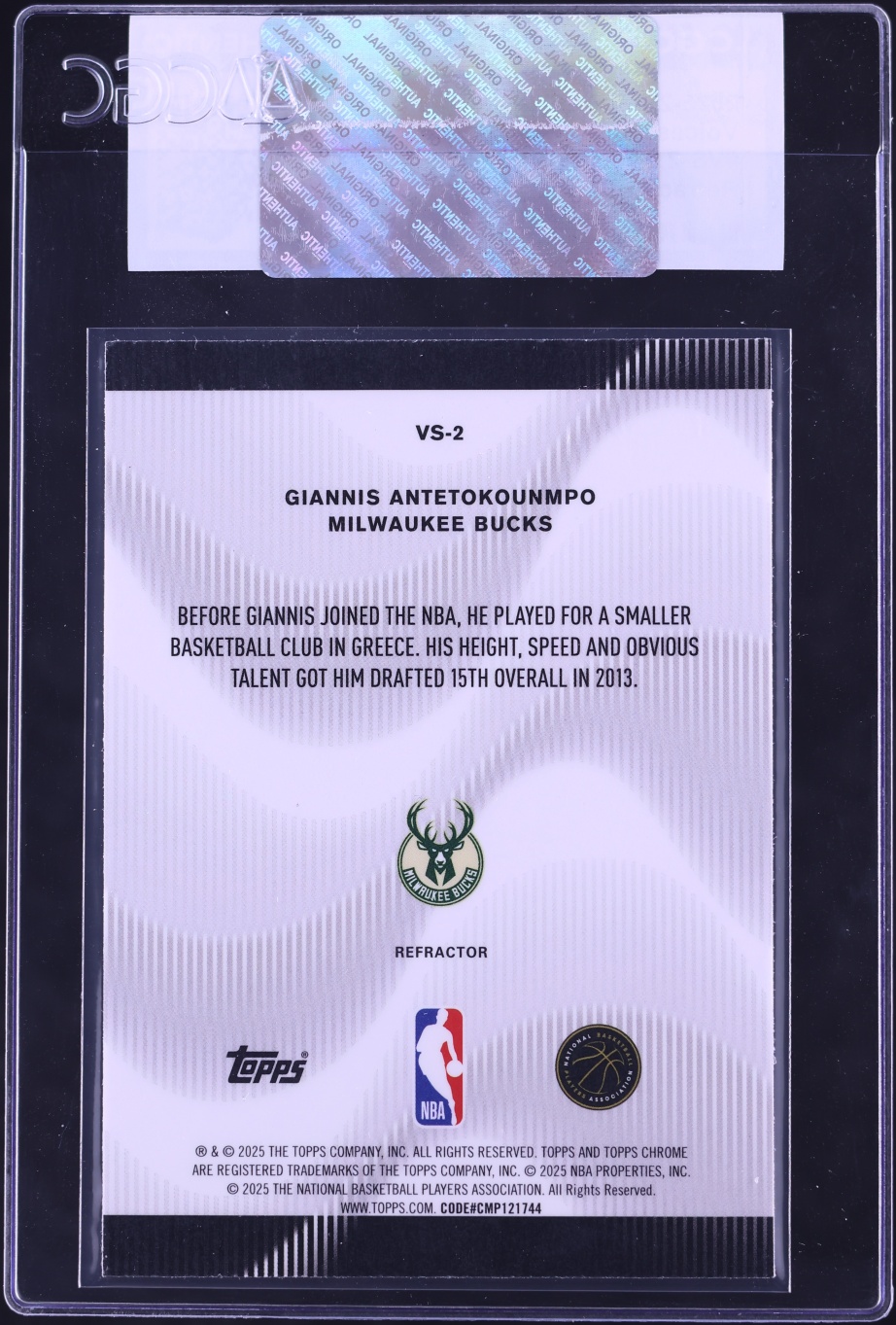 2025 Topps Chrome Voices Refractor Giannis Antetokounmpo #VS-2 CGC AUTH