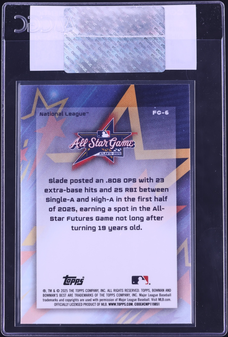 2025 Bowman's Best All-Star Futures Game Slade Caldwell PROSPECT #FG-6 CGC AUTH