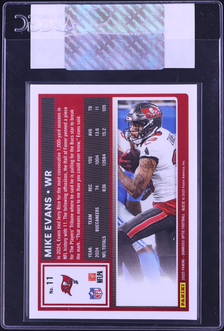 2025 Donruss Optic Mike Evans #11 CGC AUTH