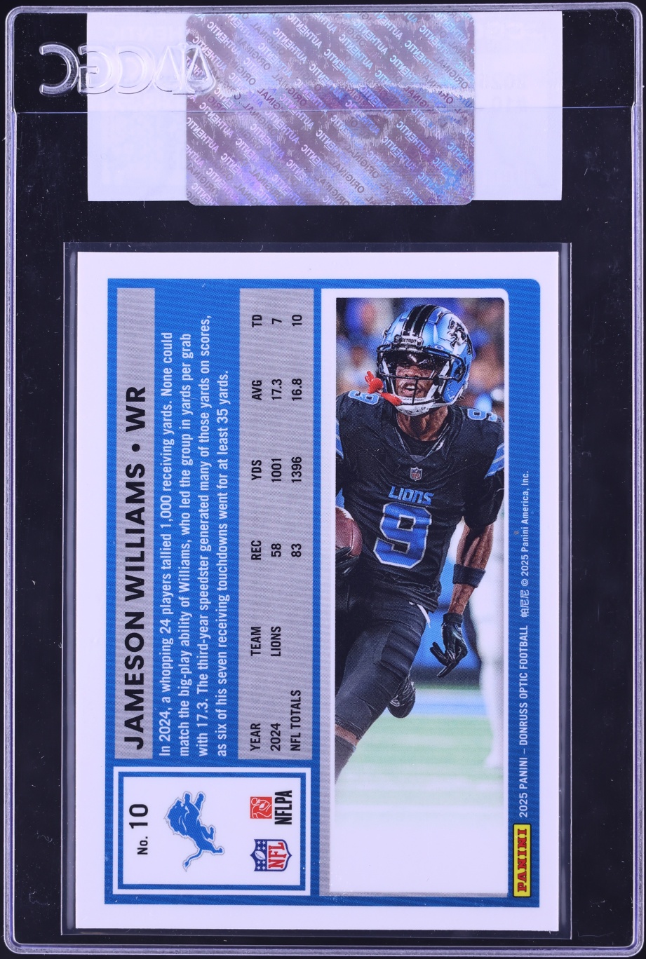 2025 Donruss Optic Jameson Williams #10 CGC AUTH