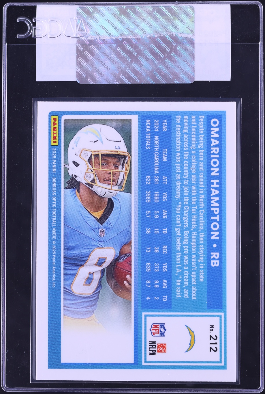 2025 Donruss Optic Omarion Hampton ROOKIE #212 CGC AUTH