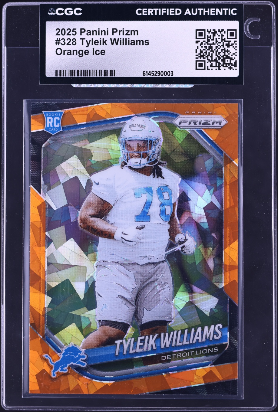 2025 Panini Prizm Orange Ice Tyleik Williams ROOKIE #328 CGC AUTH