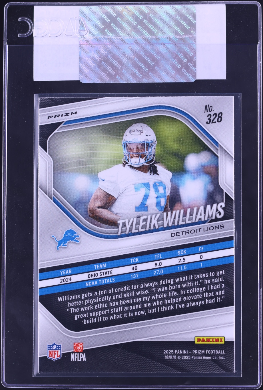2025 Panini Prizm Orange Ice Tyleik Williams ROOKIE #328 CGC AUTH