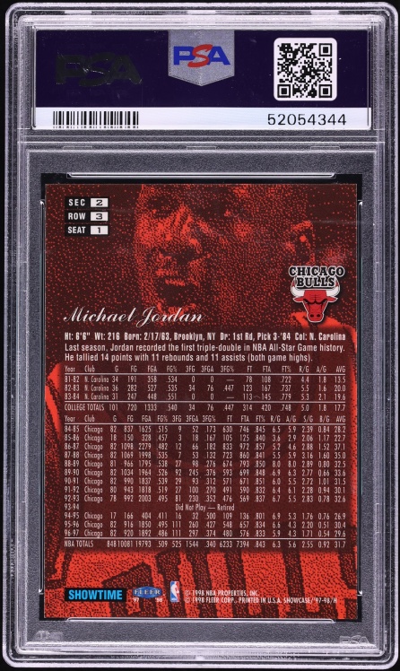 1997 Flair Showcase Row 3 Michael Jordan #1 PSA 8 NM-MT