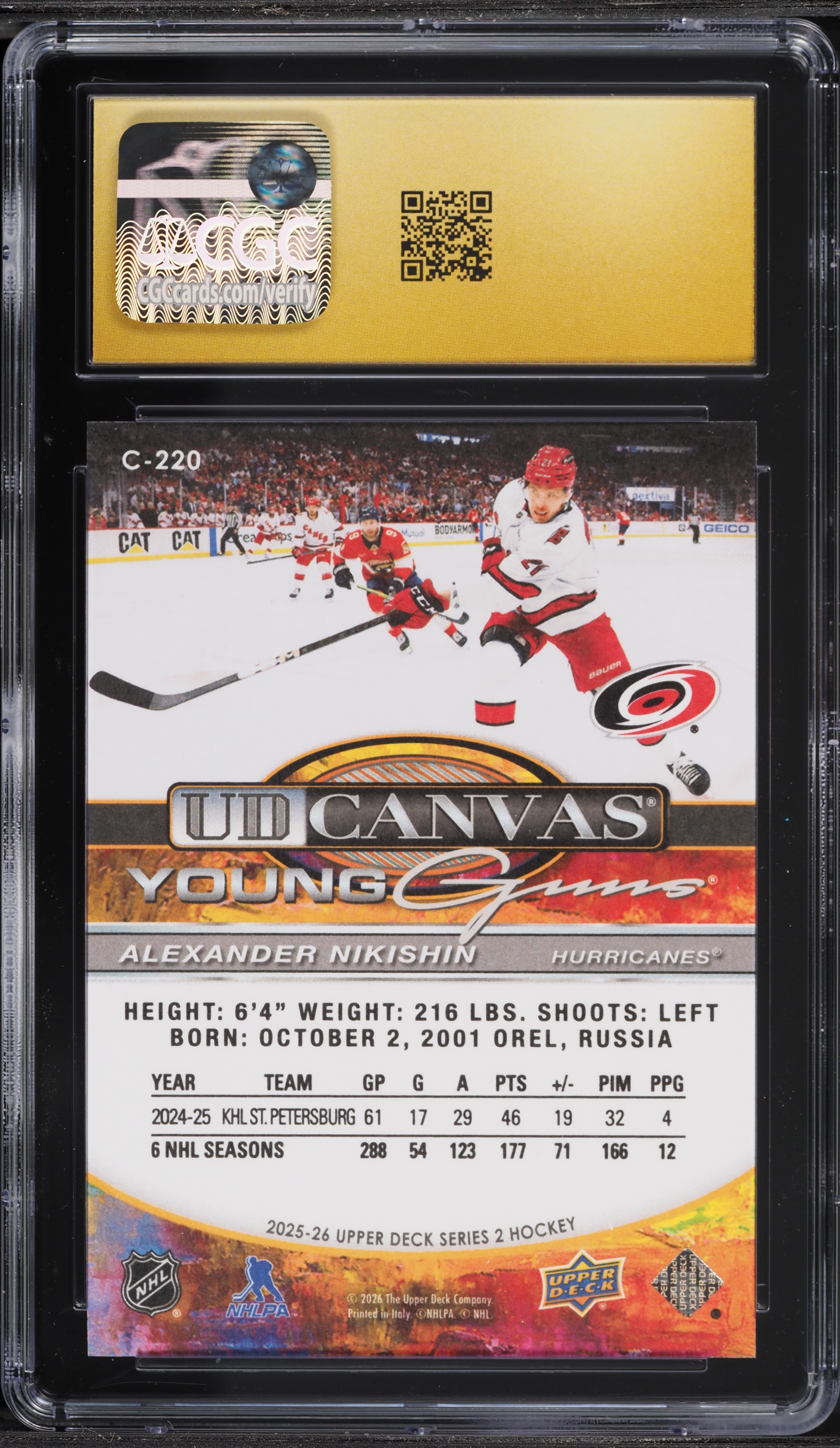 2025 Upper Deck Canvas Young Guns Alexander Nikishin ROOKIE #C-220
