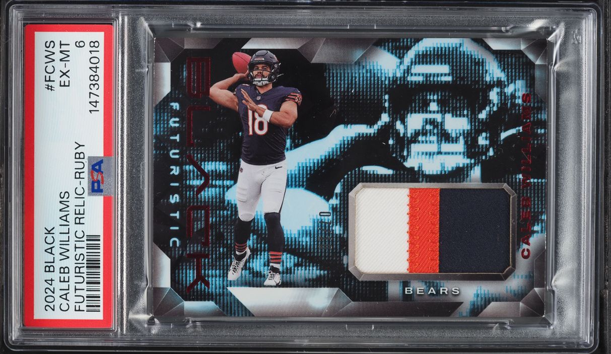 2024 Panini Black Futuristic Ruby Caleb Williams PATCH /10 #F-CWS PSA 6 EXMT