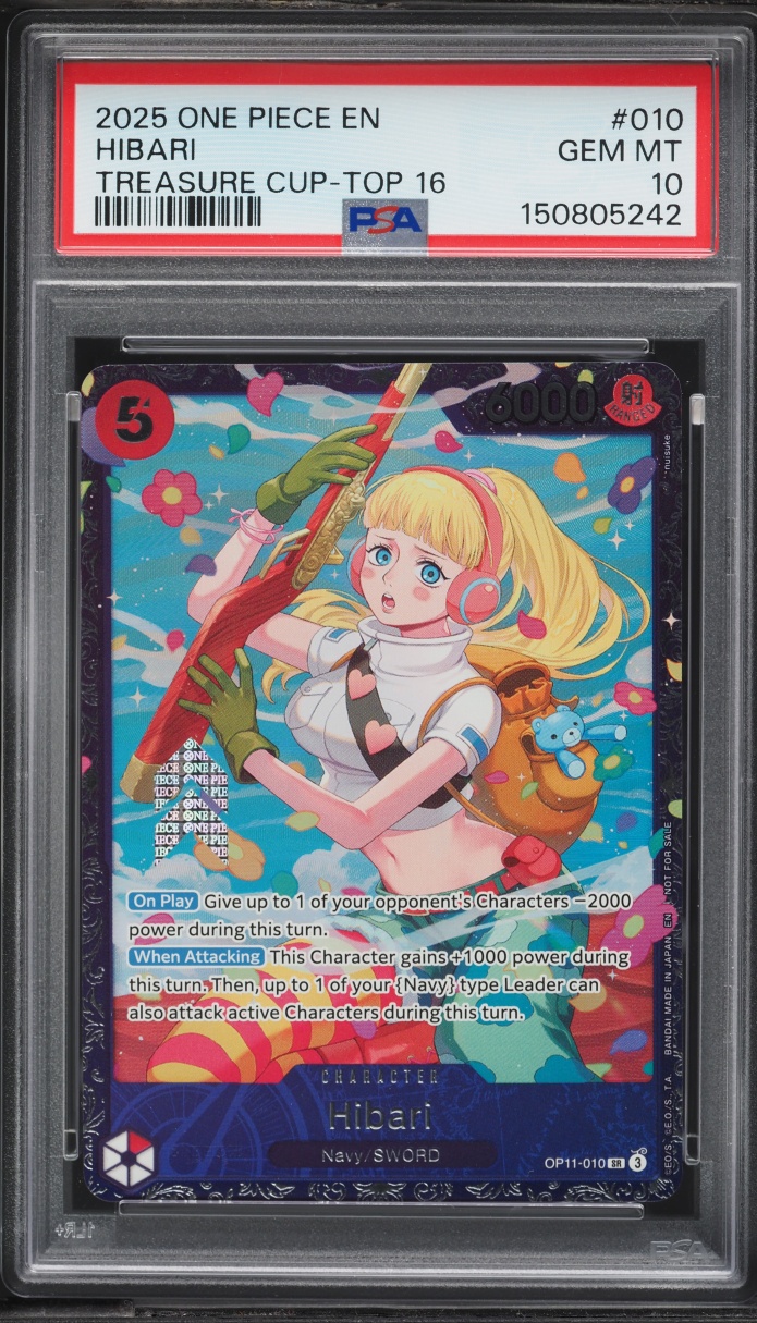 2025 One Piece Treasure Cup Top 16 SR Hibari #OP11-010 PSA 10 GEM MINT