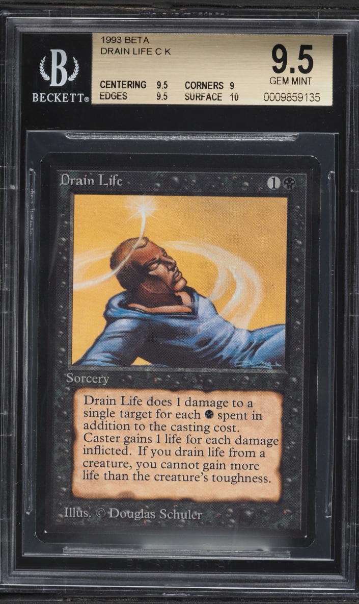 1993 Magic The Gathering MTG Beta Drain Life BGS 9.5 GEM MINT