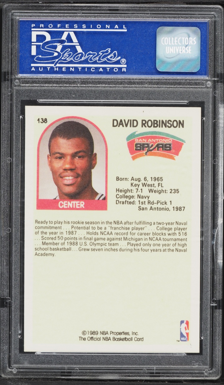 1989 Hoops David Robinson ROOKIE #138 PSA 9 MINT