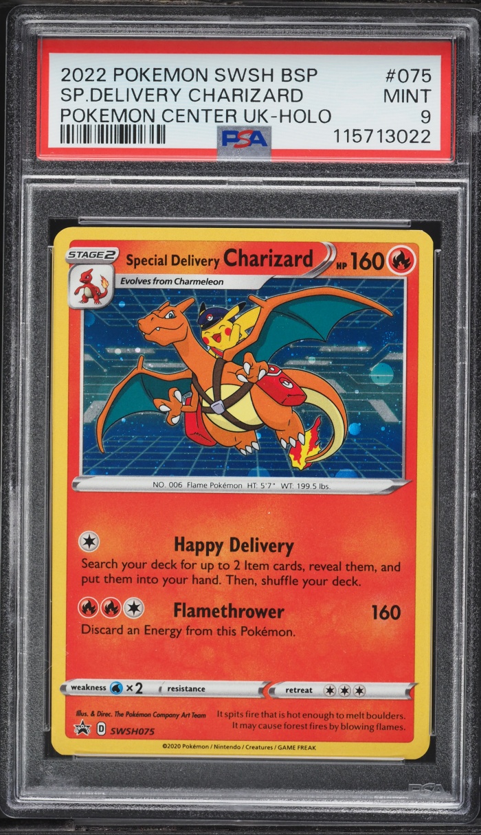 2022 Pokemon Sword & Shield Promo Center UK Holo Special Delivery Charizard #SWSH075 PSA 9 MINT