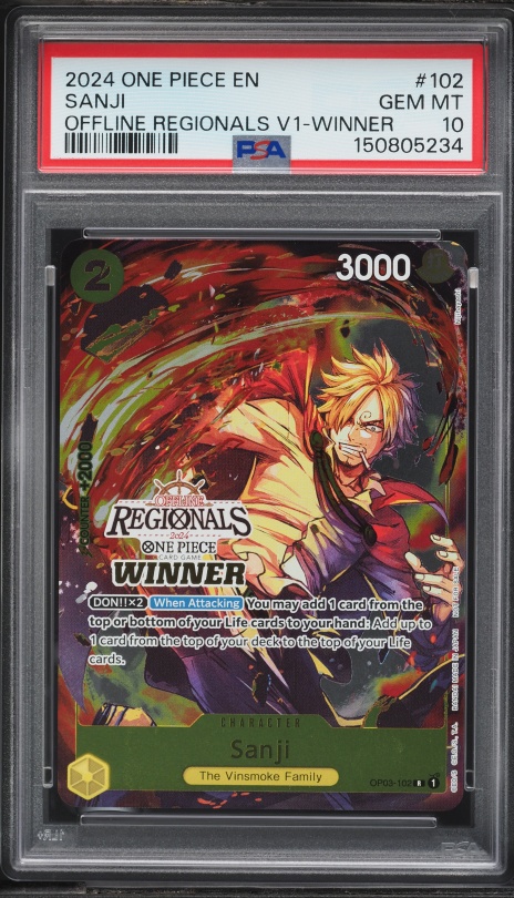 2024 ワンピース EN Sanji #102 GEM MT サンジ連番 2024 One Piece Offline Regionals Vol.1 Winner Sanji #OP03-102 PSA