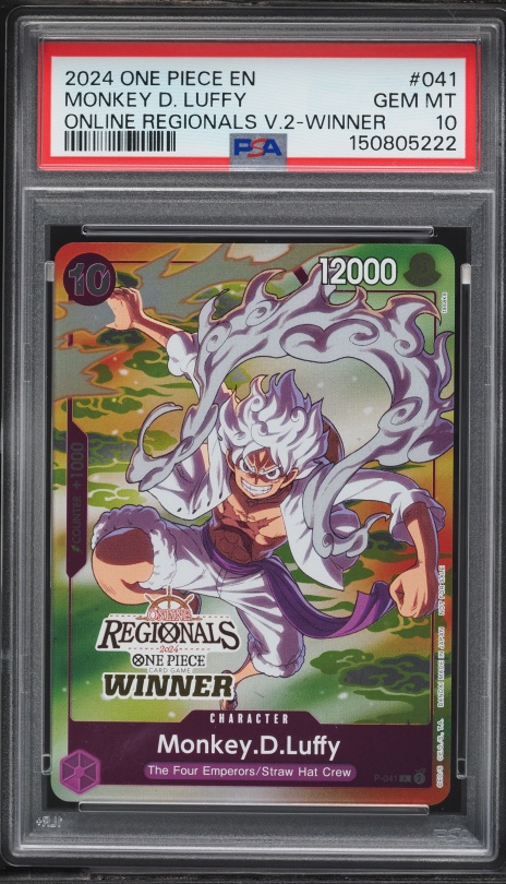 2024 One Piece Promo Online Regionals Volume 2 Winner Monkey D. Luffy #P-041 PSA 10 GEM MINT